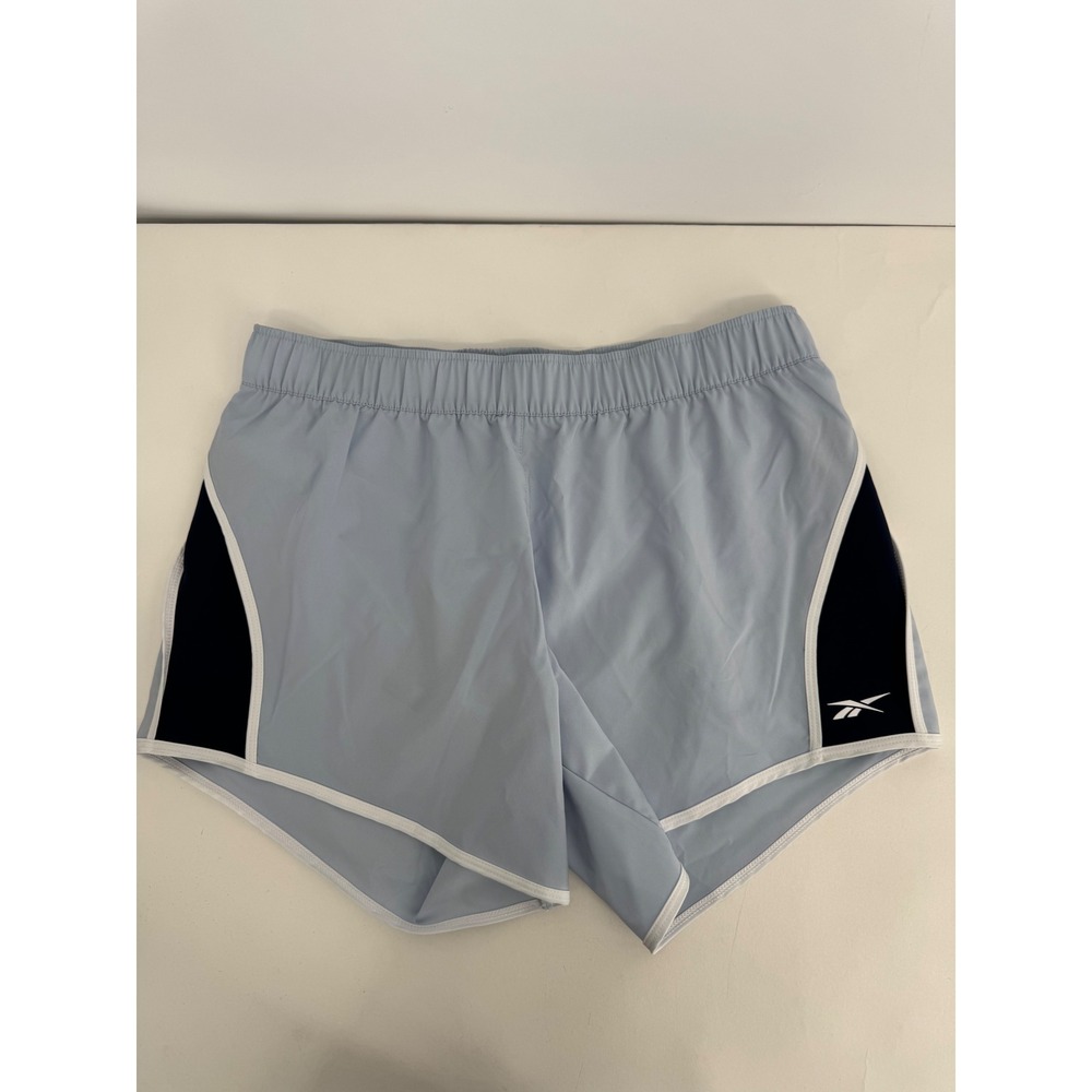 Reebok Womens Athletic‎ Woven Shorts Light Blue Black Trim M NWT Org $30
